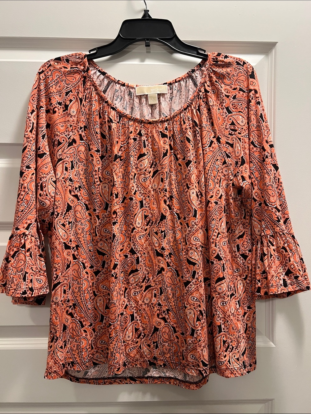 Michael Kors Coral Paisley Scoop-Neck Blouse